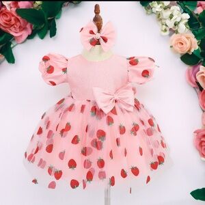 Fluffy Baby Dress - Strawberries